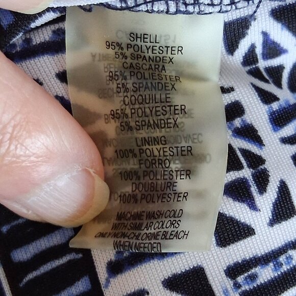 Vince Camuto Halter Fit & Flare Geometric Patterned Navy & White Dress sz 10/B19 - Picture 10 of 10